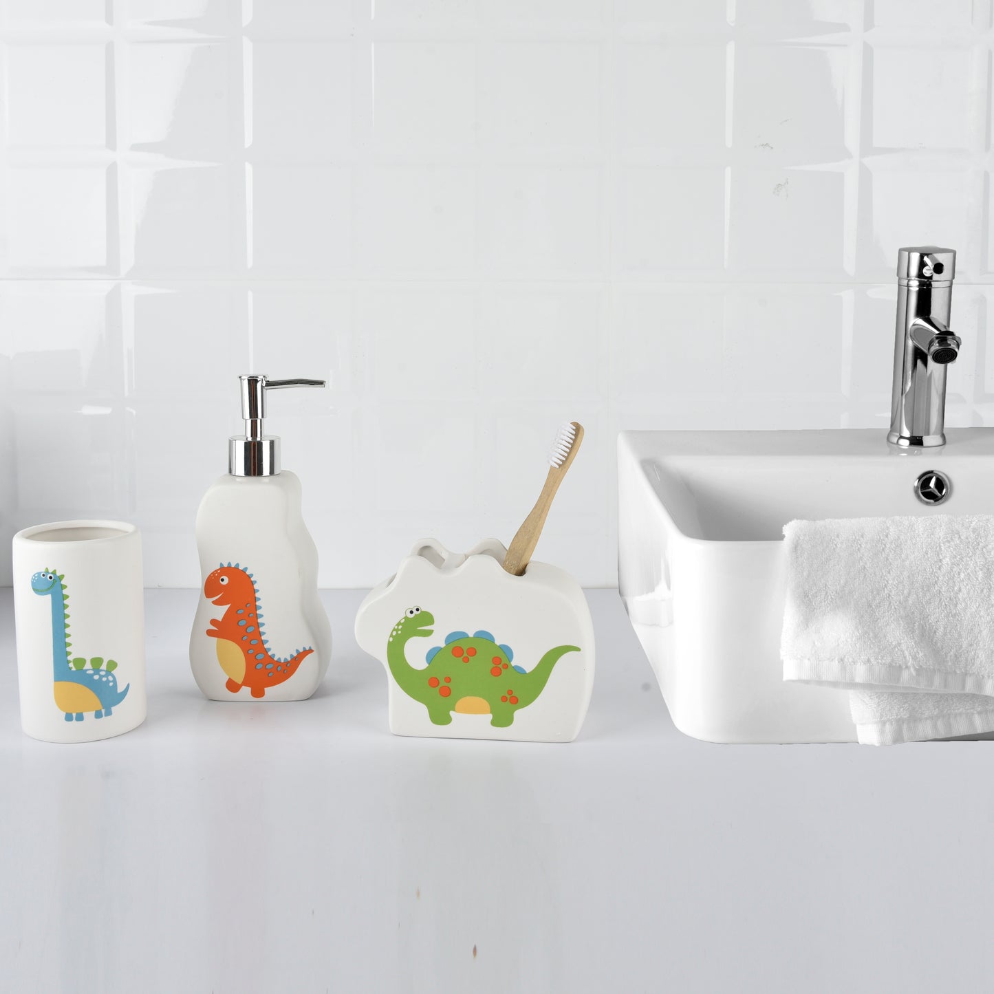 Dinosaur 3 Pieces Fun Bathroom Accessories Set for kids