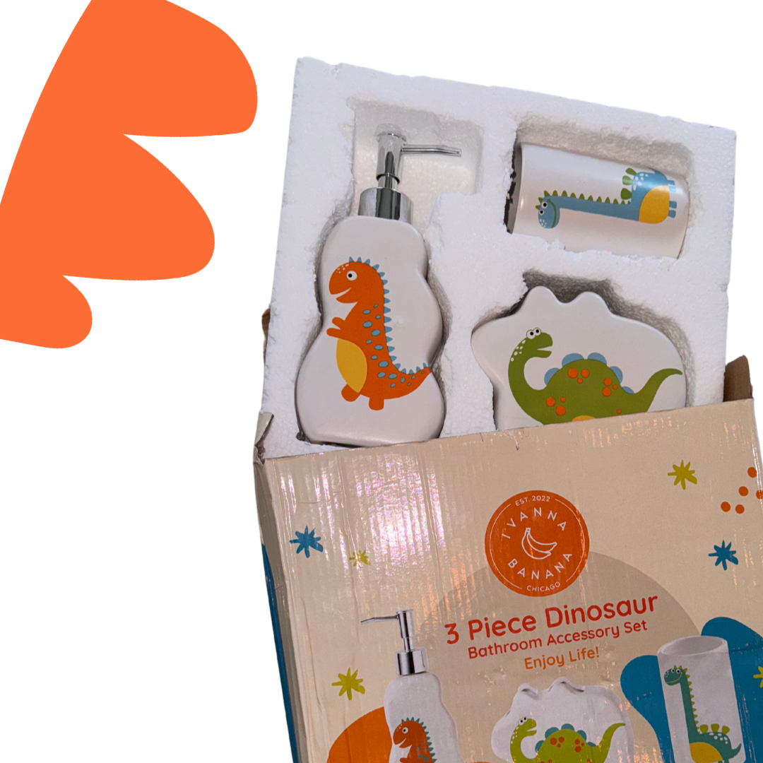 Dinosaur 3 Pieces Fun Bathroom Accessories Set for kids